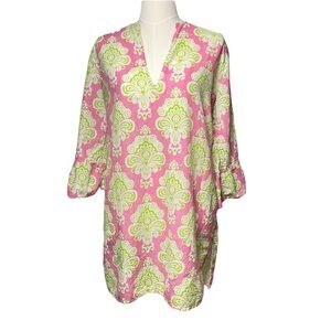 Malabar Bay‎ by Jayes Organic Cotton Swim Cover up Size M Pink & Green